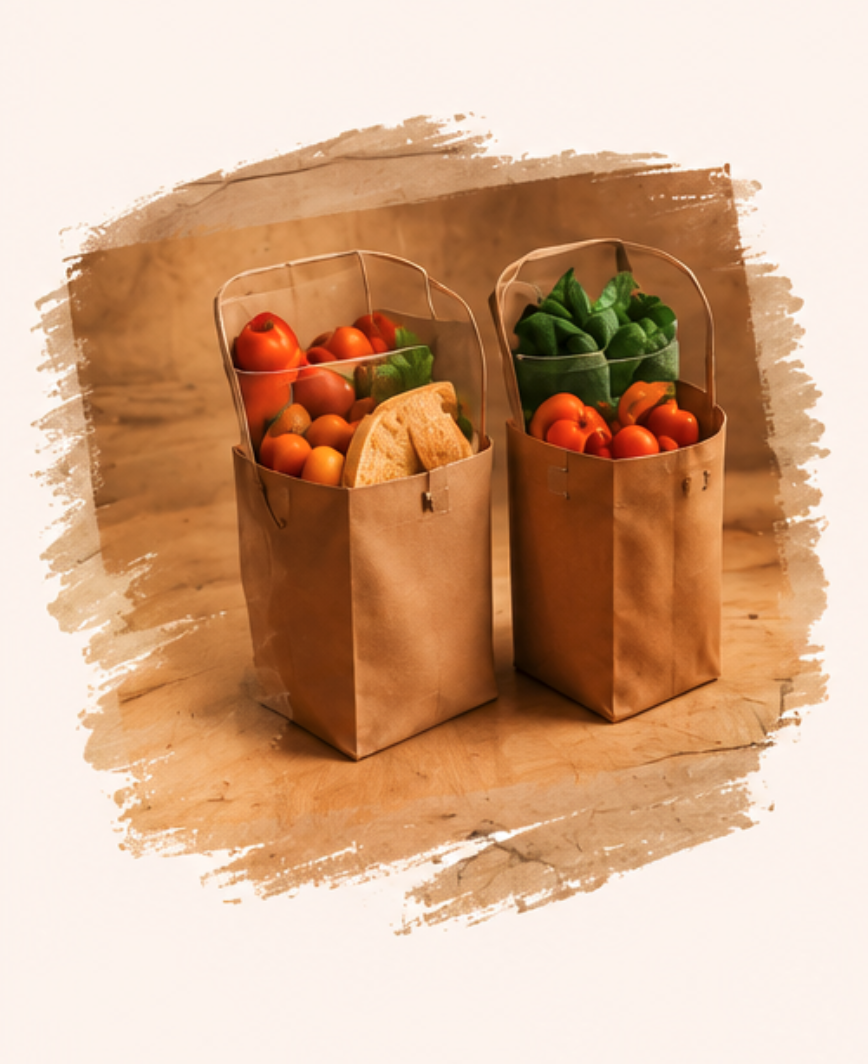 Bolsas reutilizables organizadas con verduras